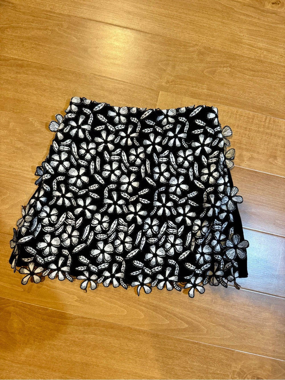French Connection Black and White Floral Overlay Mini Skirt